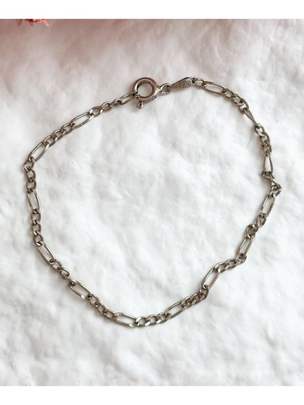 Figaro Chain Vintage Sterling Silver 925 Bracelet